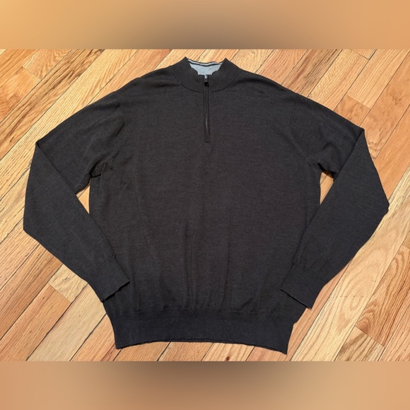 Peter Millar Crown Soft Wool/Silk 1/4 Zip Sweater Chocolate Brown Mens Size XL - Picture 1 of 13
